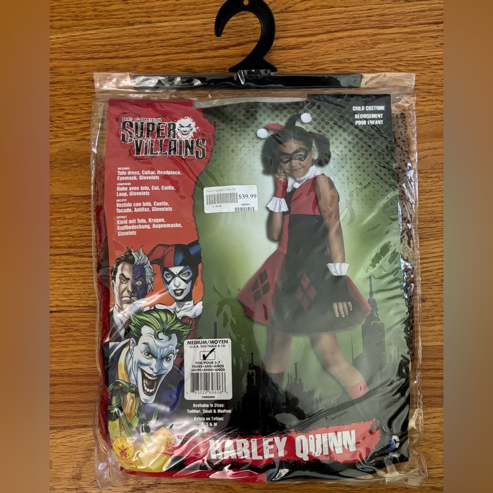 DC Comics Super Villains Harley Quinn Costume Girl’s Medium (8-10) No.886980 New